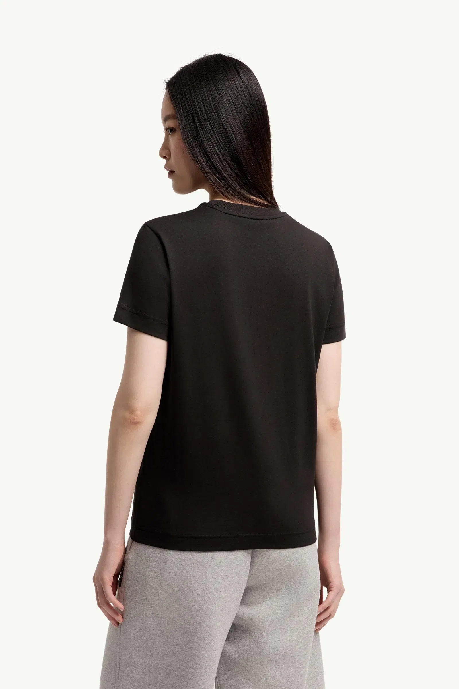 Moncler Logo Patch Cotton T-Shirt Black Black