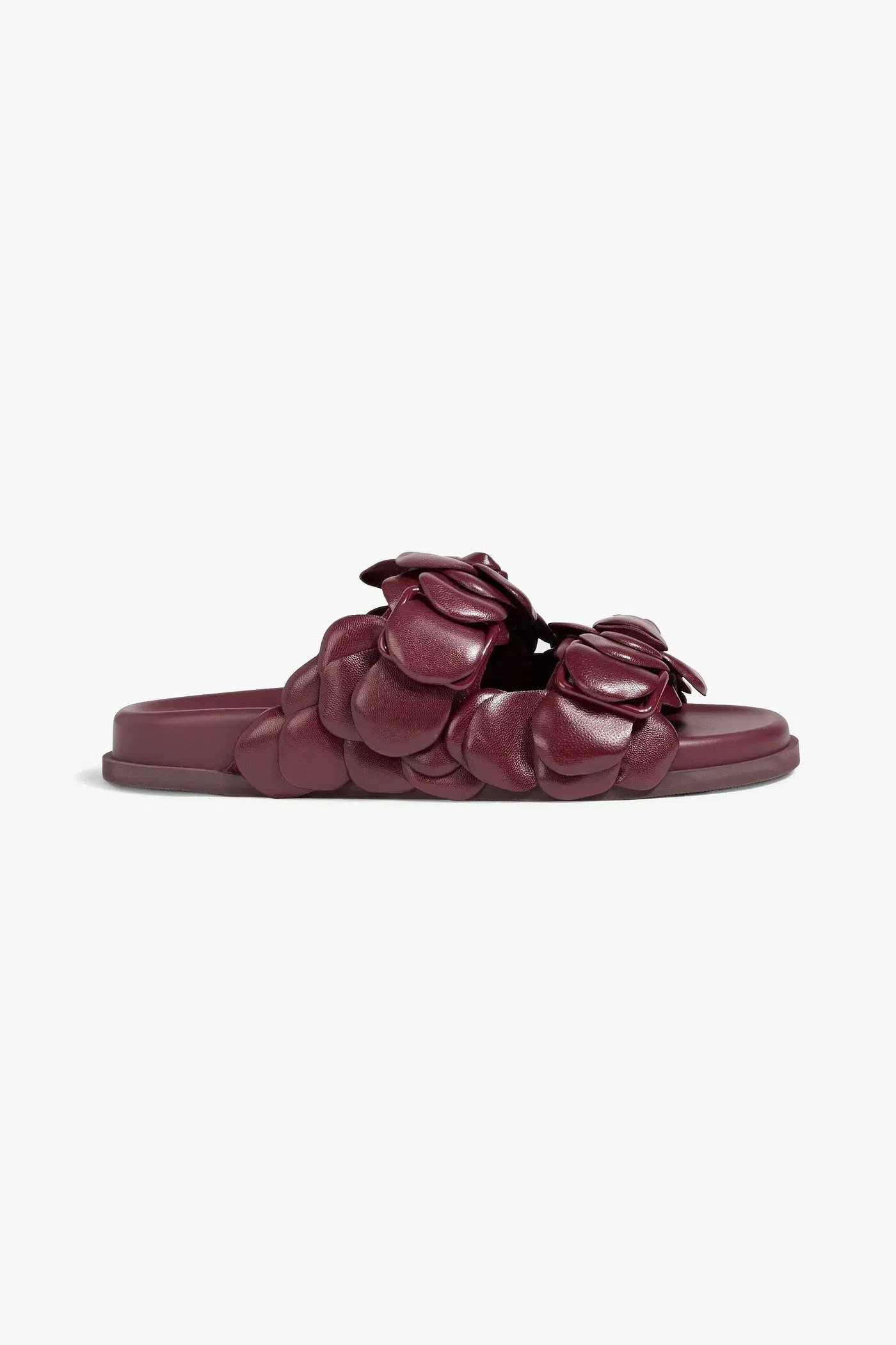 Valentino Garavani Atelier 03 Rose Edition Leather Slides Burgundy Women's