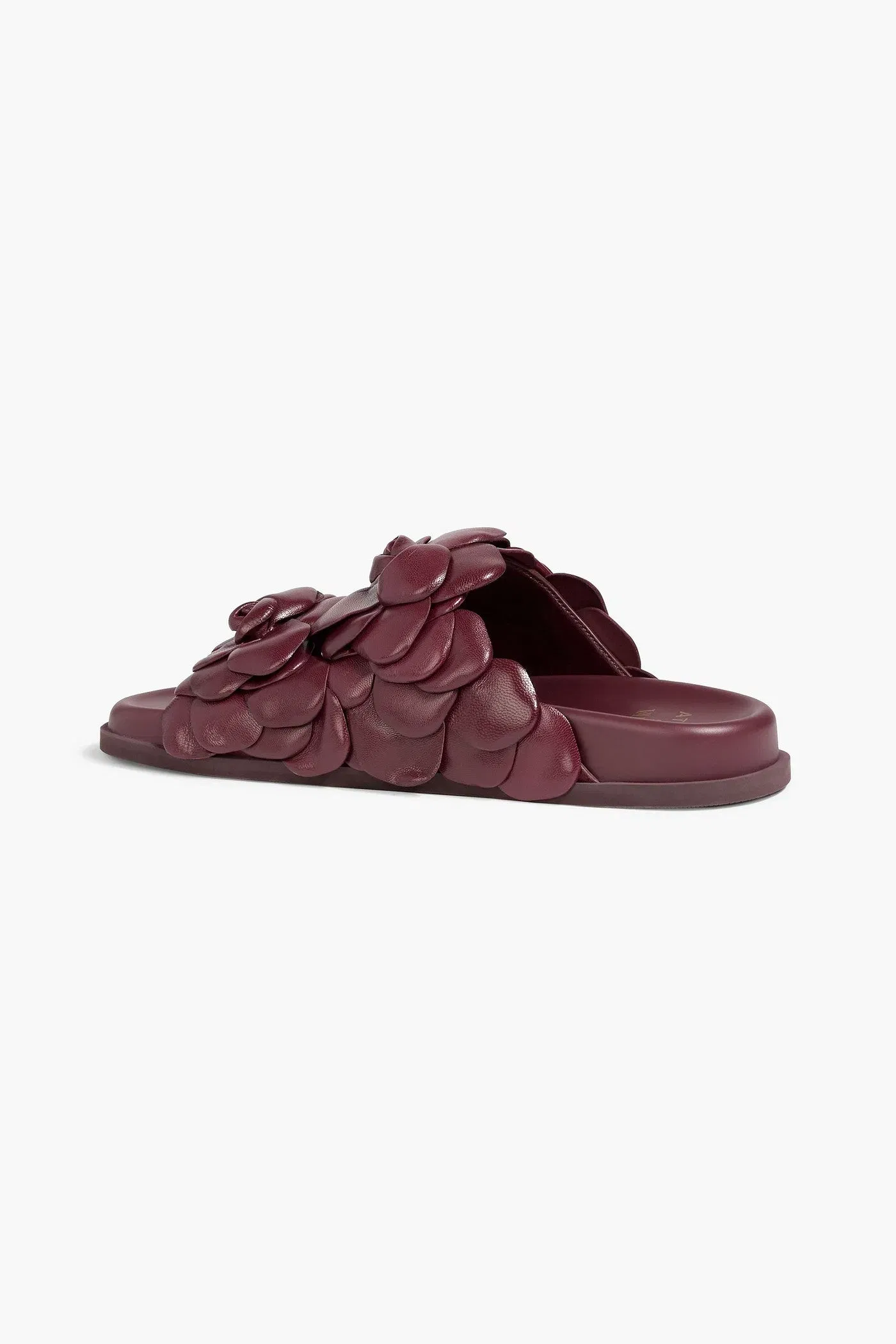 Valentino Garavani Atelier 03 Rose Edition Leather Slides Burgundy Women's