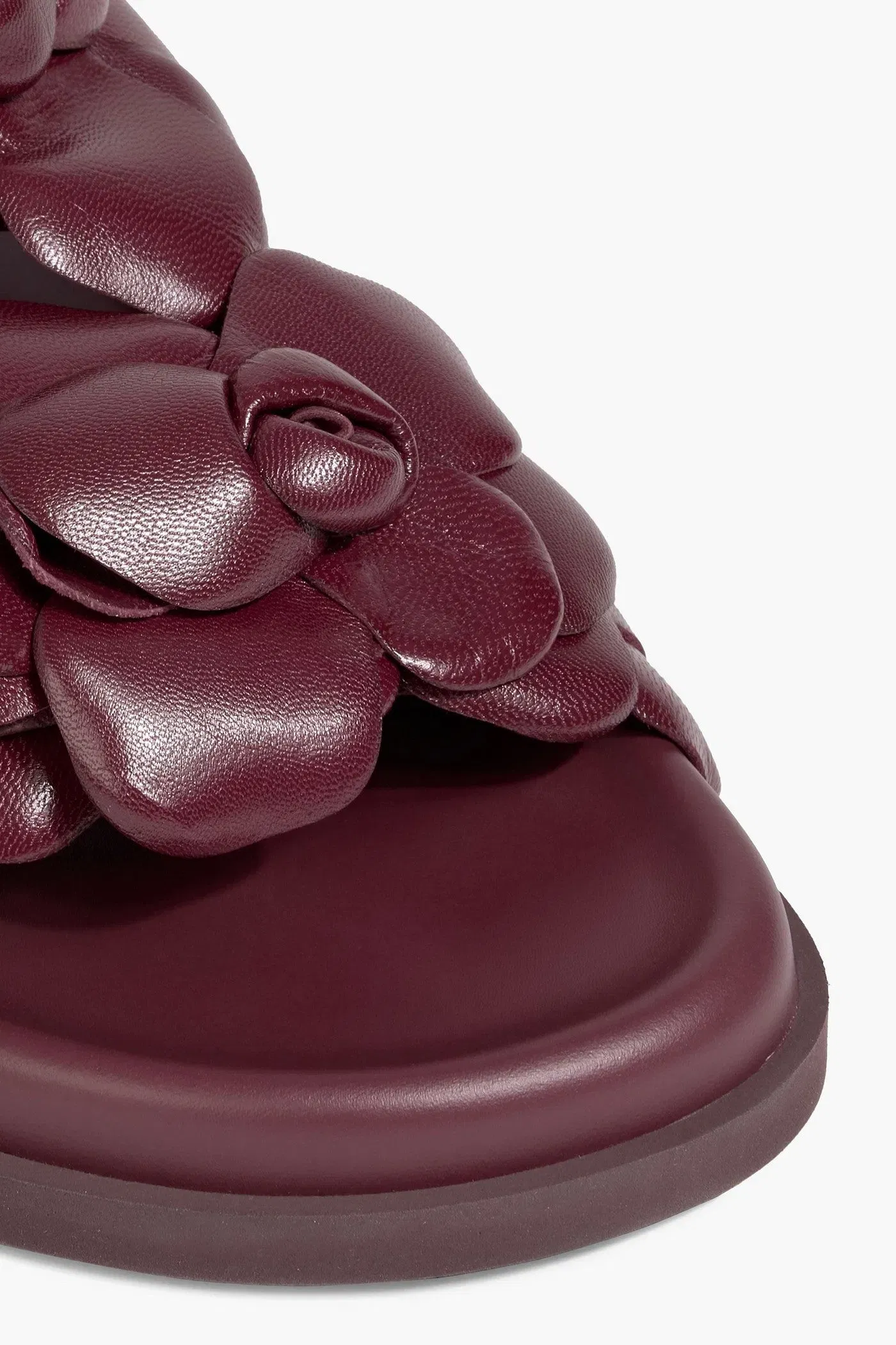 Valentino Garavani Atelier 03 Rose Edition Leather Slides Burgundy Women's