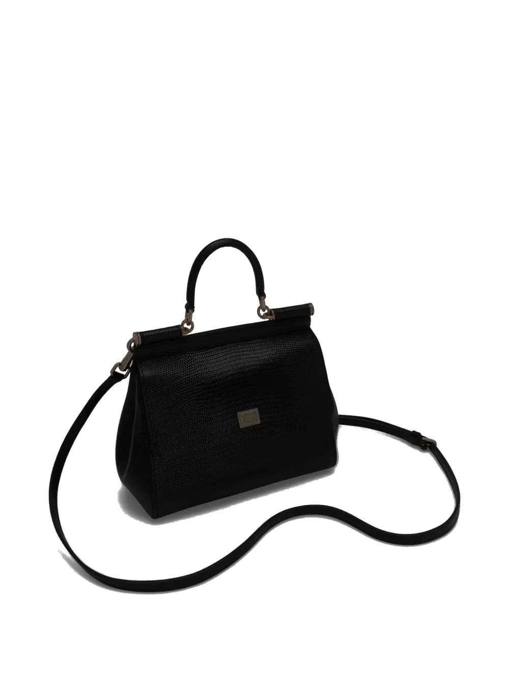 medium Sicily embossed-leather top-handle tote bag