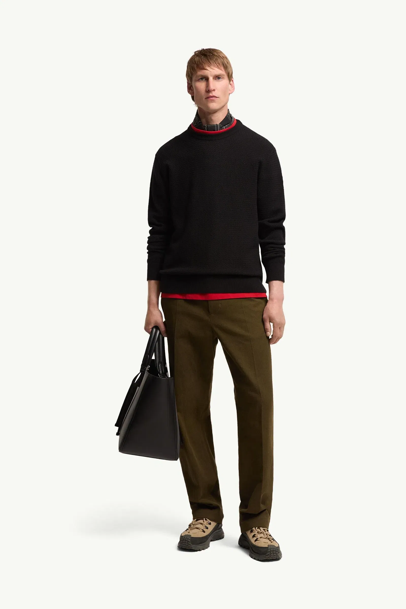Moncler Textured Cashmere & Wool Sweater Black Black