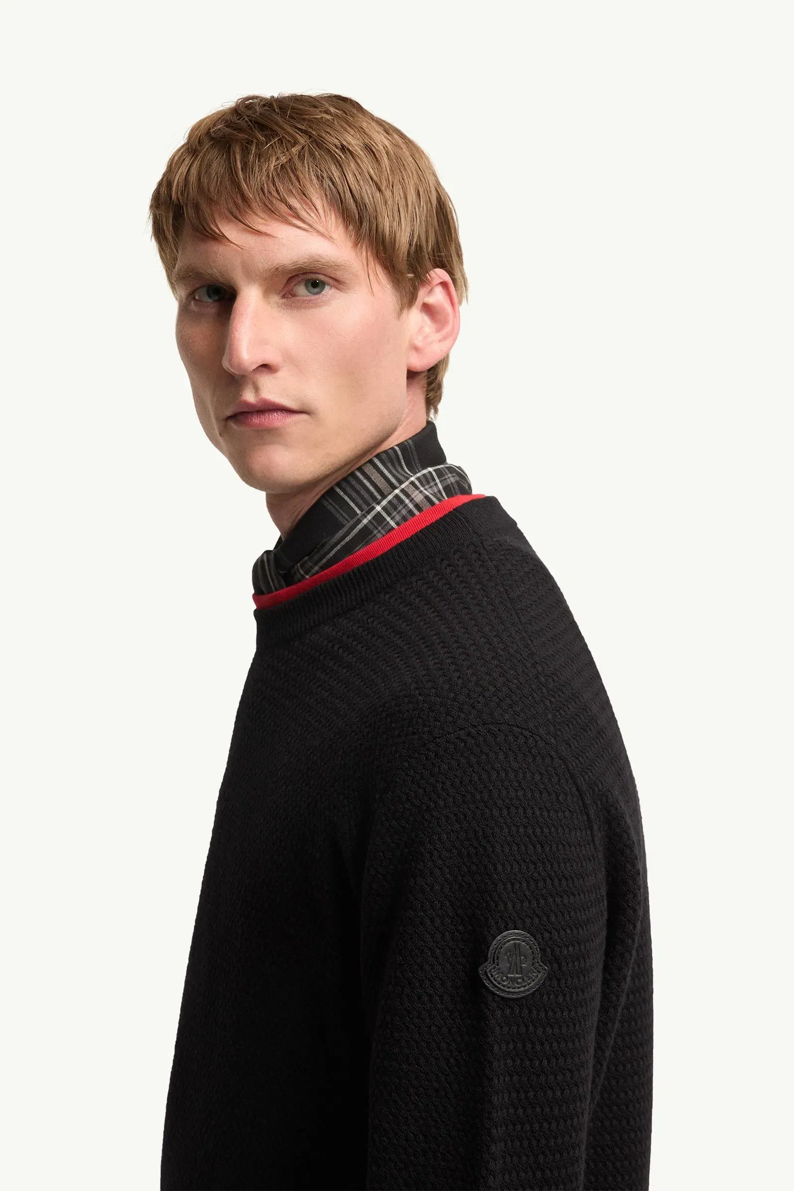 Moncler Textured Cashmere & Wool Sweater Black Black