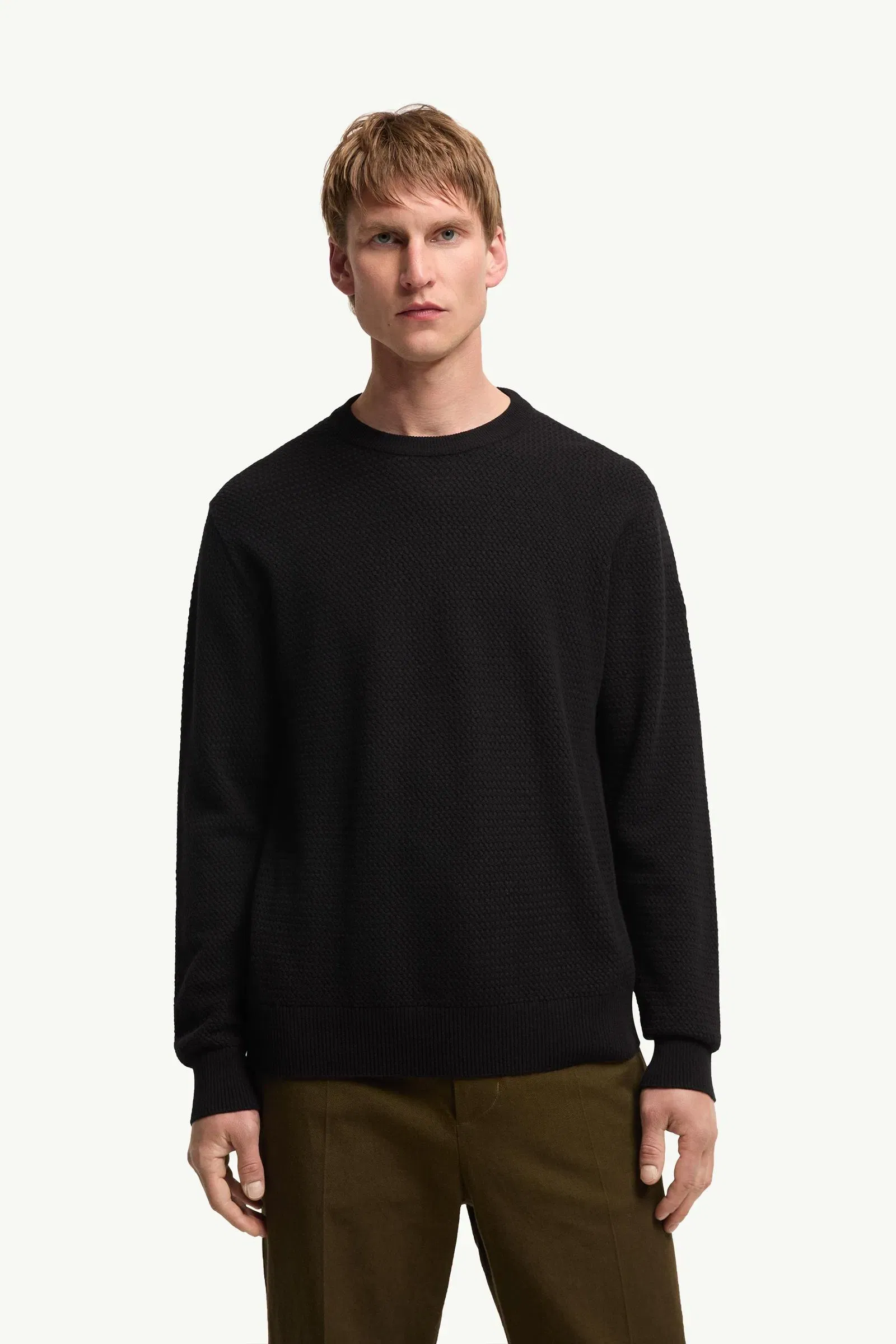 Moncler Textured Cashmere & Wool Sweater Black Black