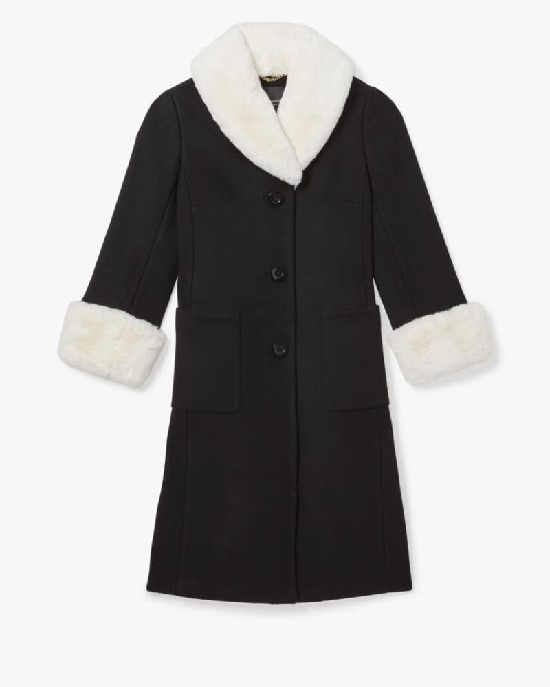 Faux Fur Trim Wool Coat