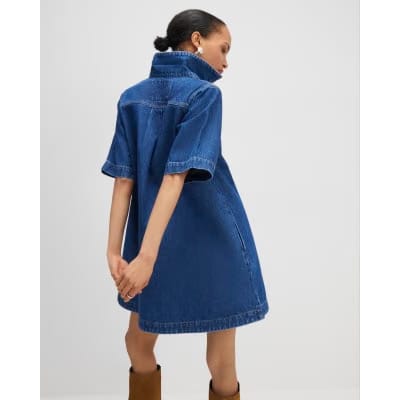 Blue Denim Button Through Mini Dress