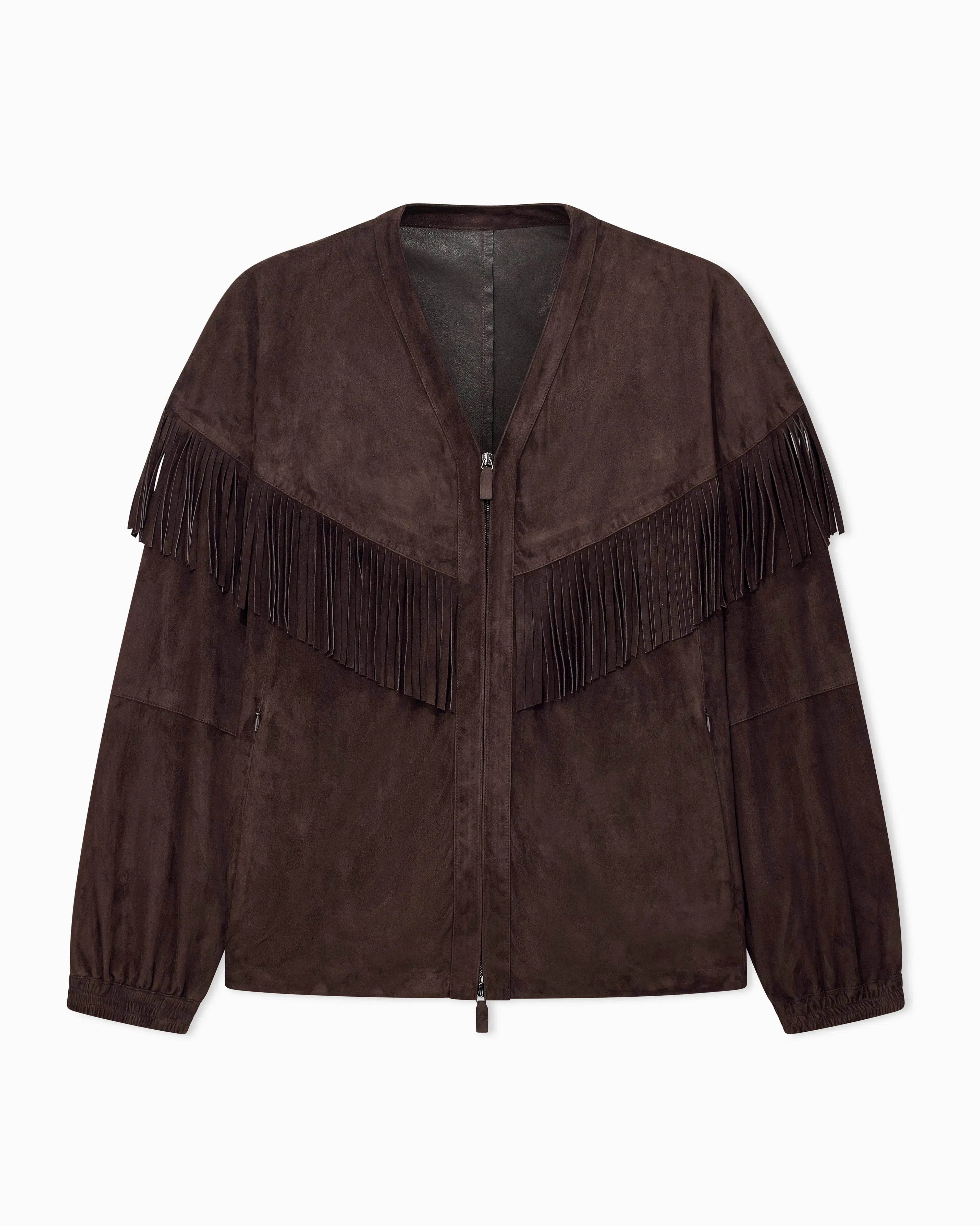 Emporio Armani Goat suede oversized blouson with fringes