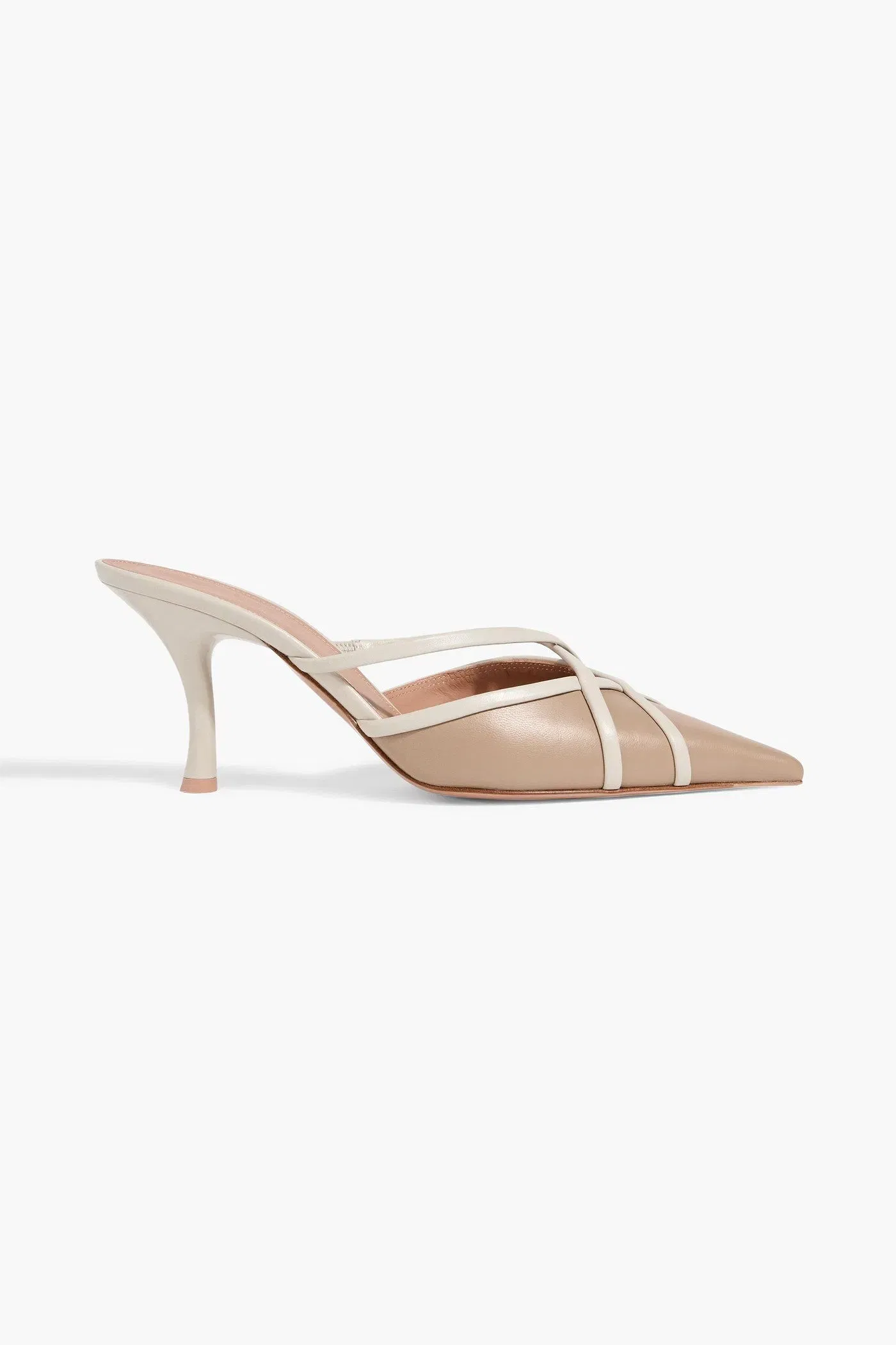 Malone Souliers Vera 70 Two-Tone Leather Mules Mushroom Women's