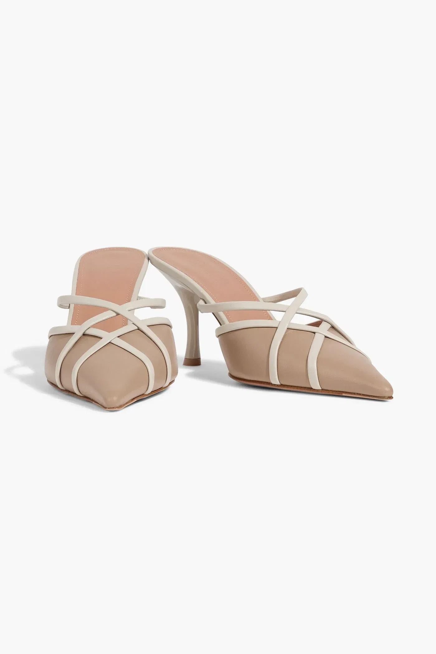 Malone Souliers Vera 70 Two-Tone Leather Mules Mushroom Women's