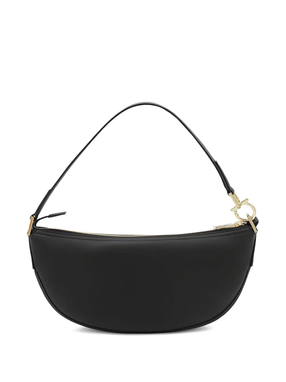small oval-shaped leather shoulder bag