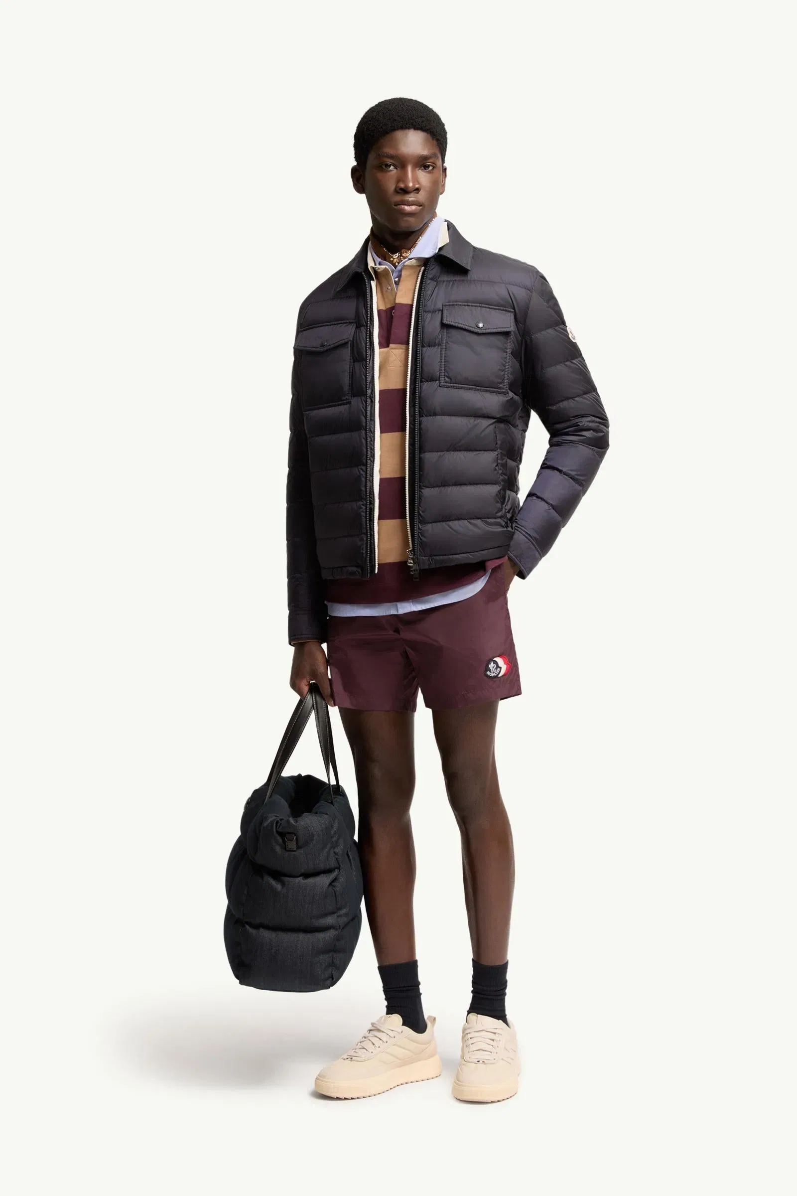 Moncler Logo Swim Shorts Burgundy Burgundy