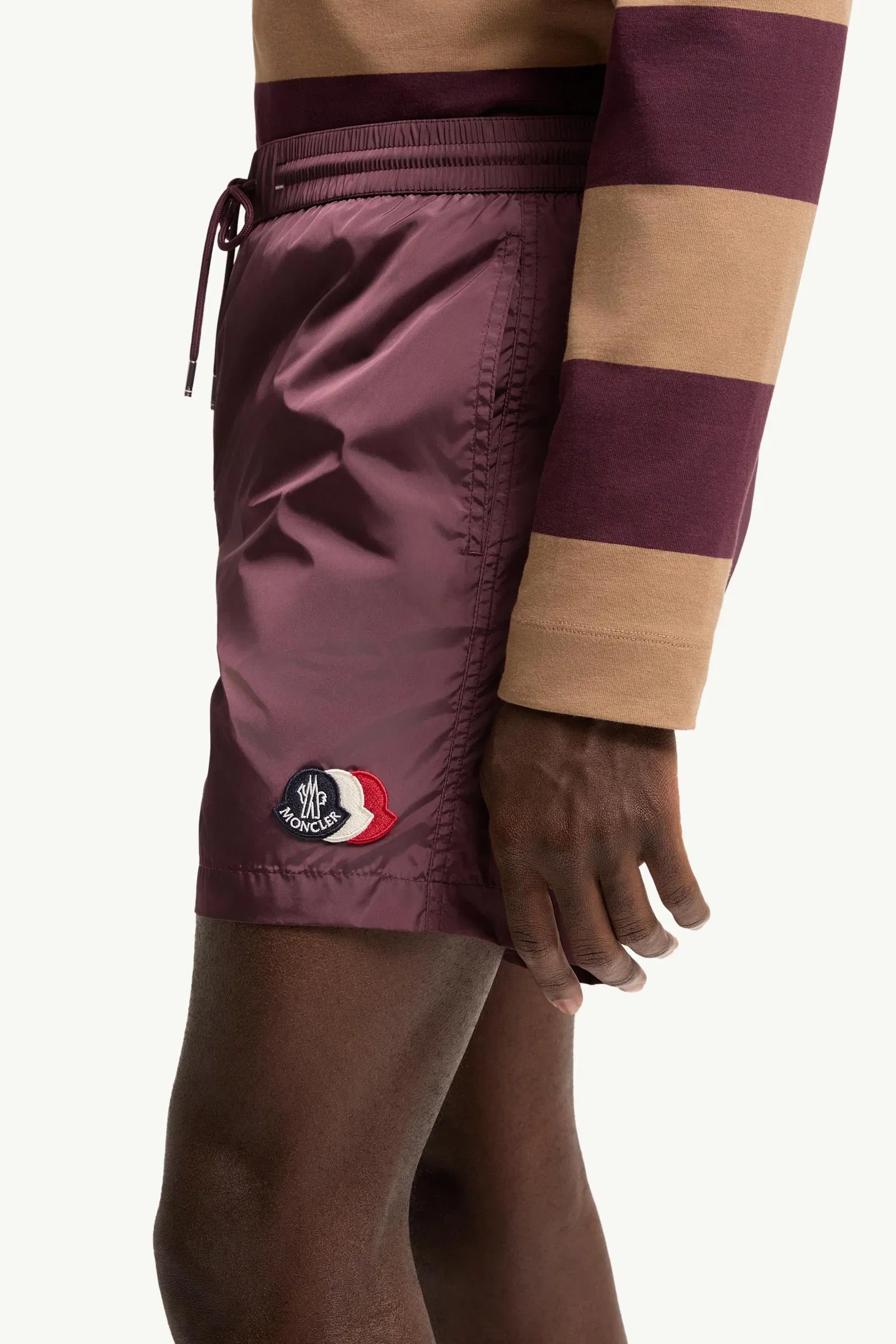 Moncler Logo Swim Shorts Burgundy Burgundy
