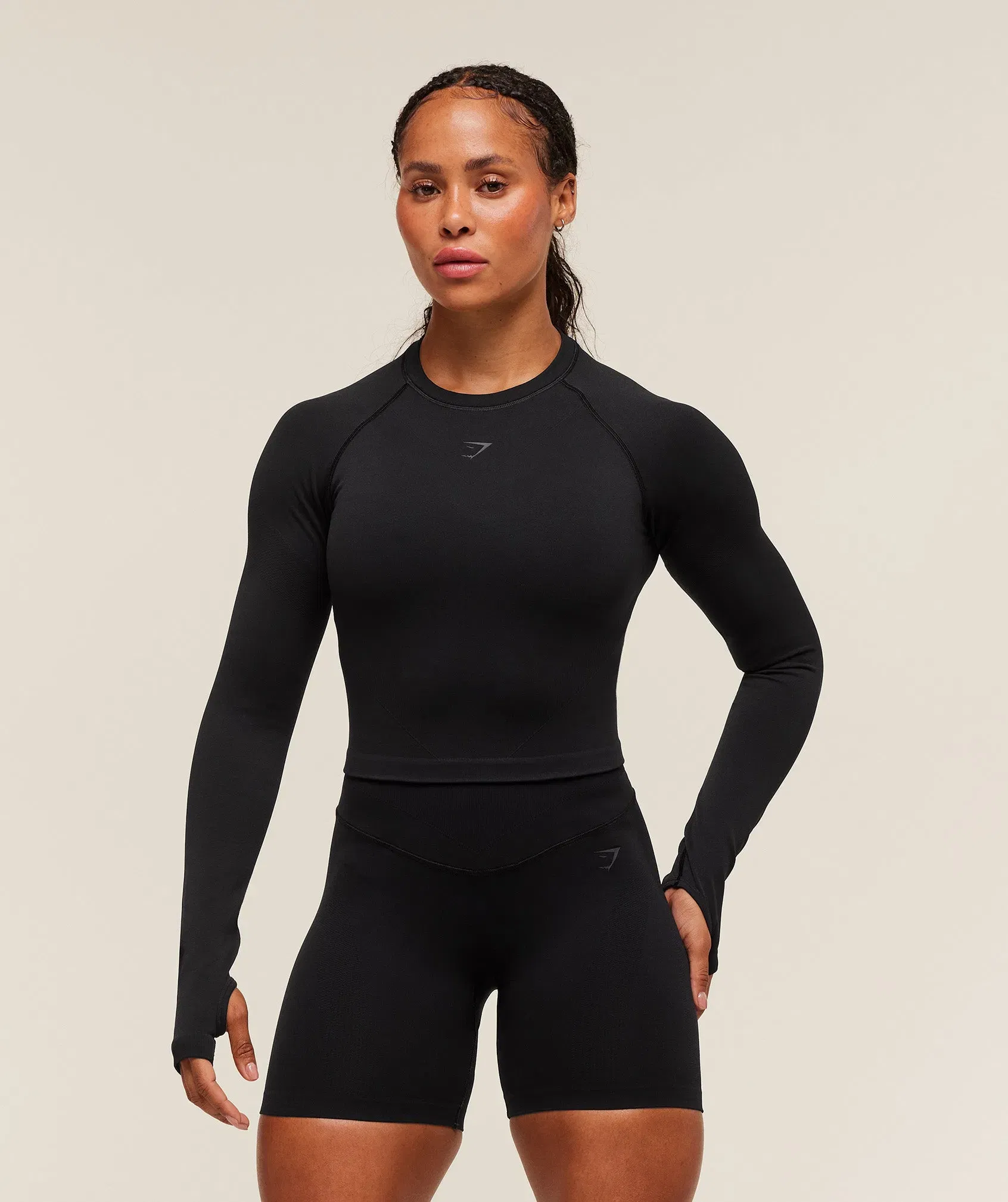 Gymshark Activate Long Sleeve Crop Top - Black