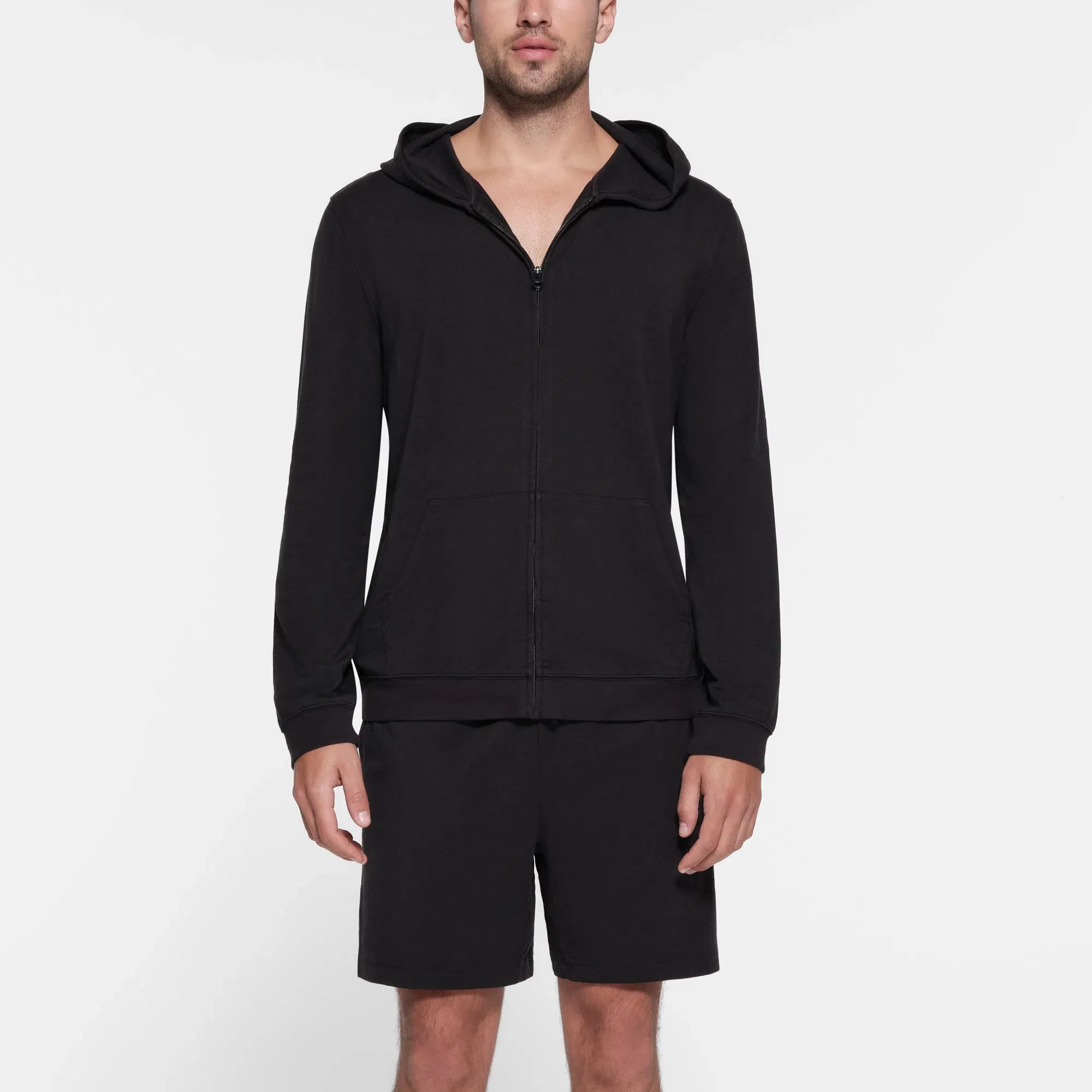 JERSEY LOUNGE MENS ZIP UP HOODIE | OBSIDIAN