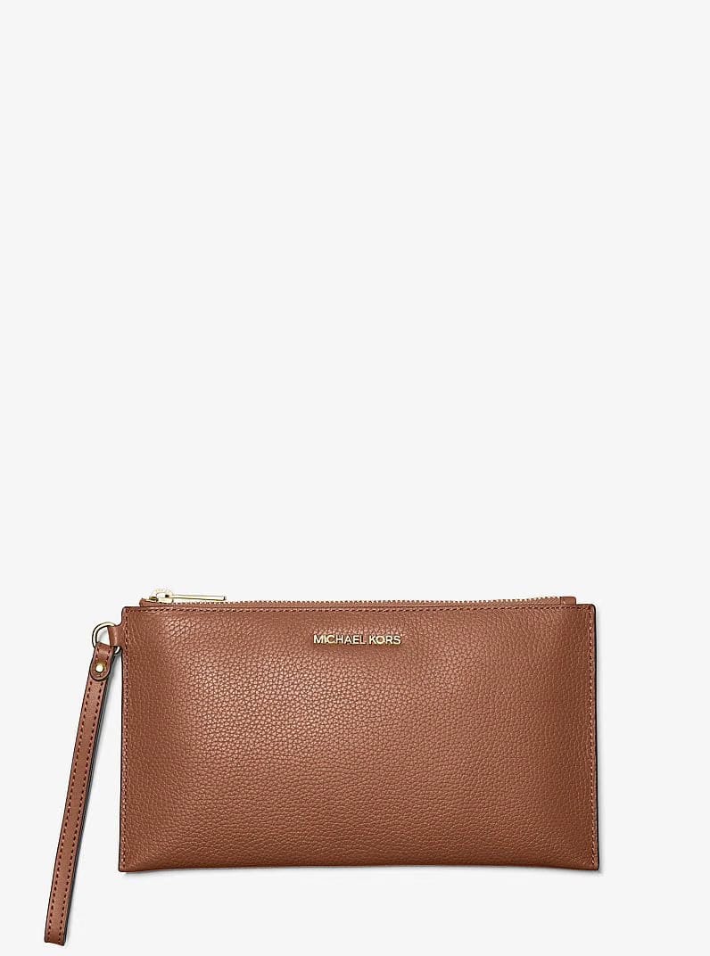 Michael Kors Jet Set Travel Large Pebbled Leather Pouch Luggage