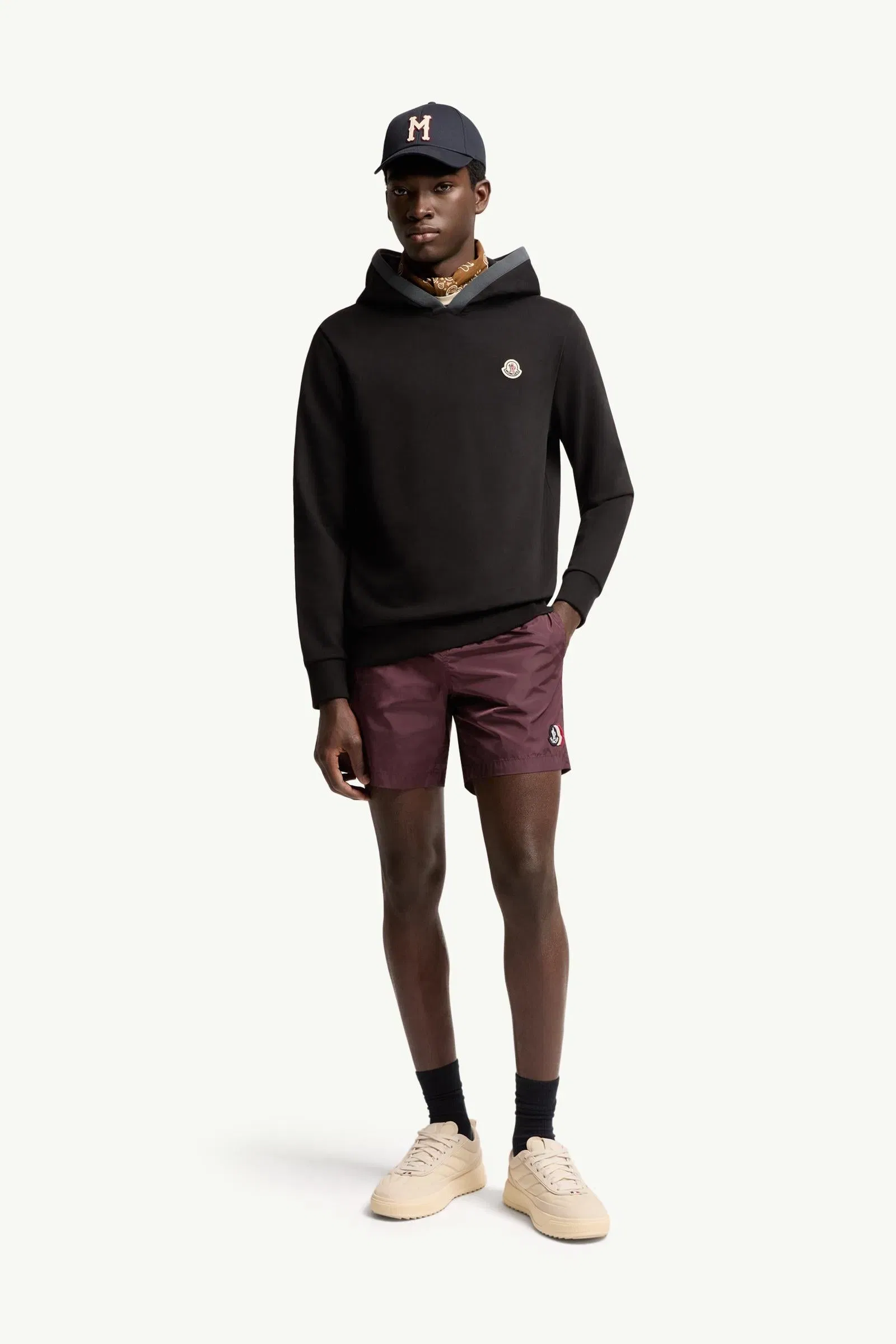 Moncler Brushed Cotton Logo Hoodie Black Black