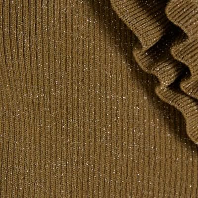 Gold Knitted Frill Trim Vest Top