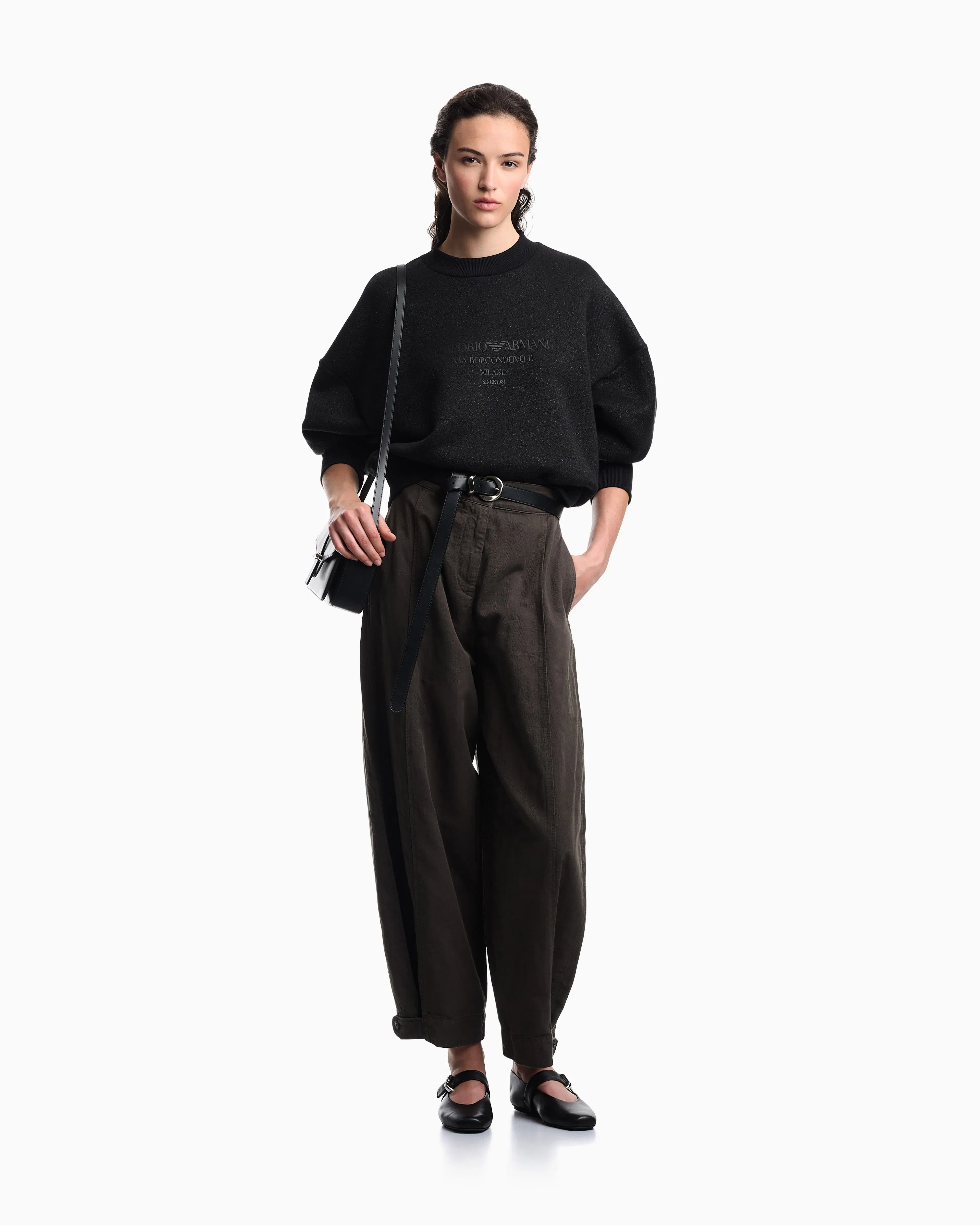 Emporio Armani Lurex jersey sweatshirt with shiny logo