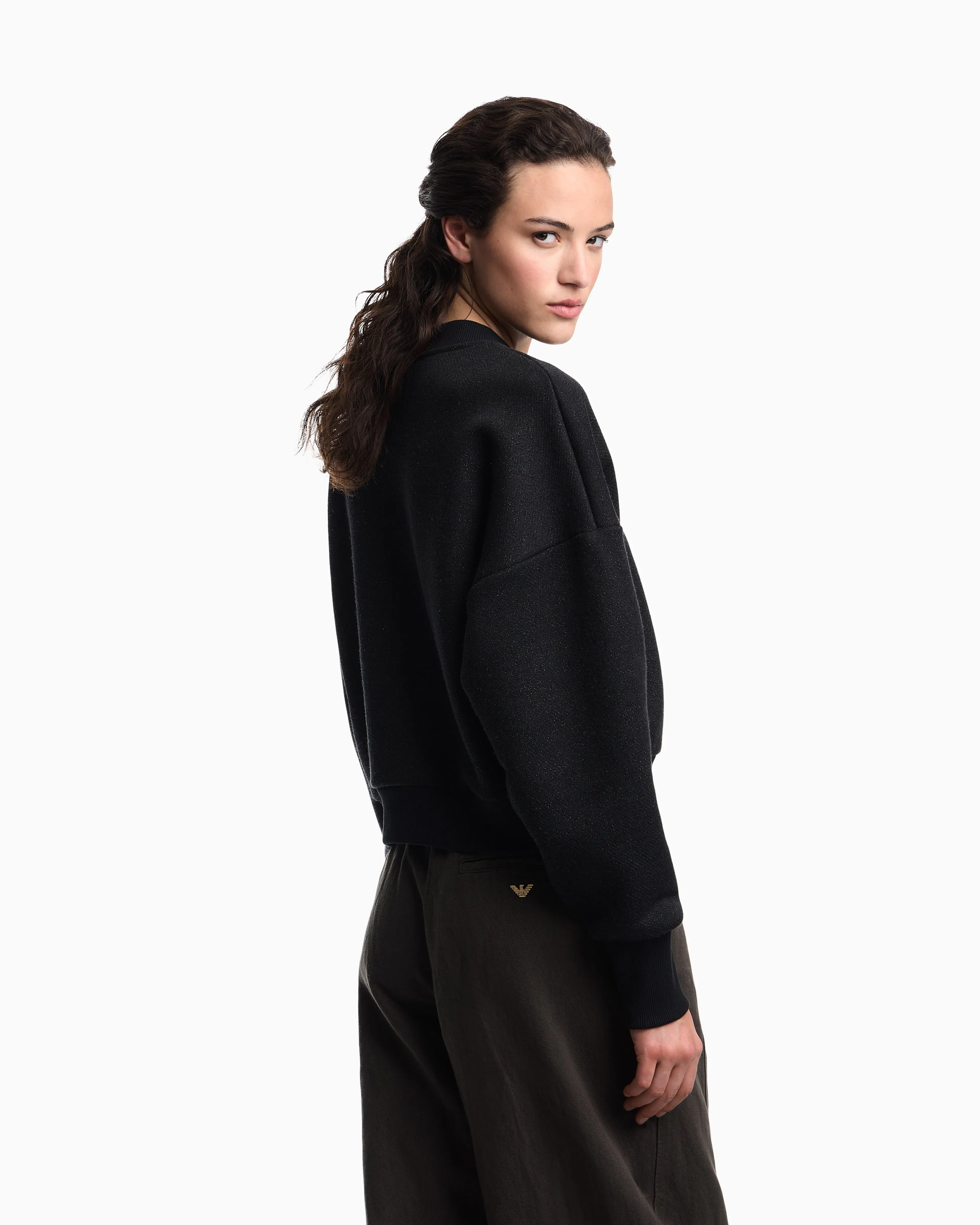 Emporio Armani Lurex jersey sweatshirt with shiny logo