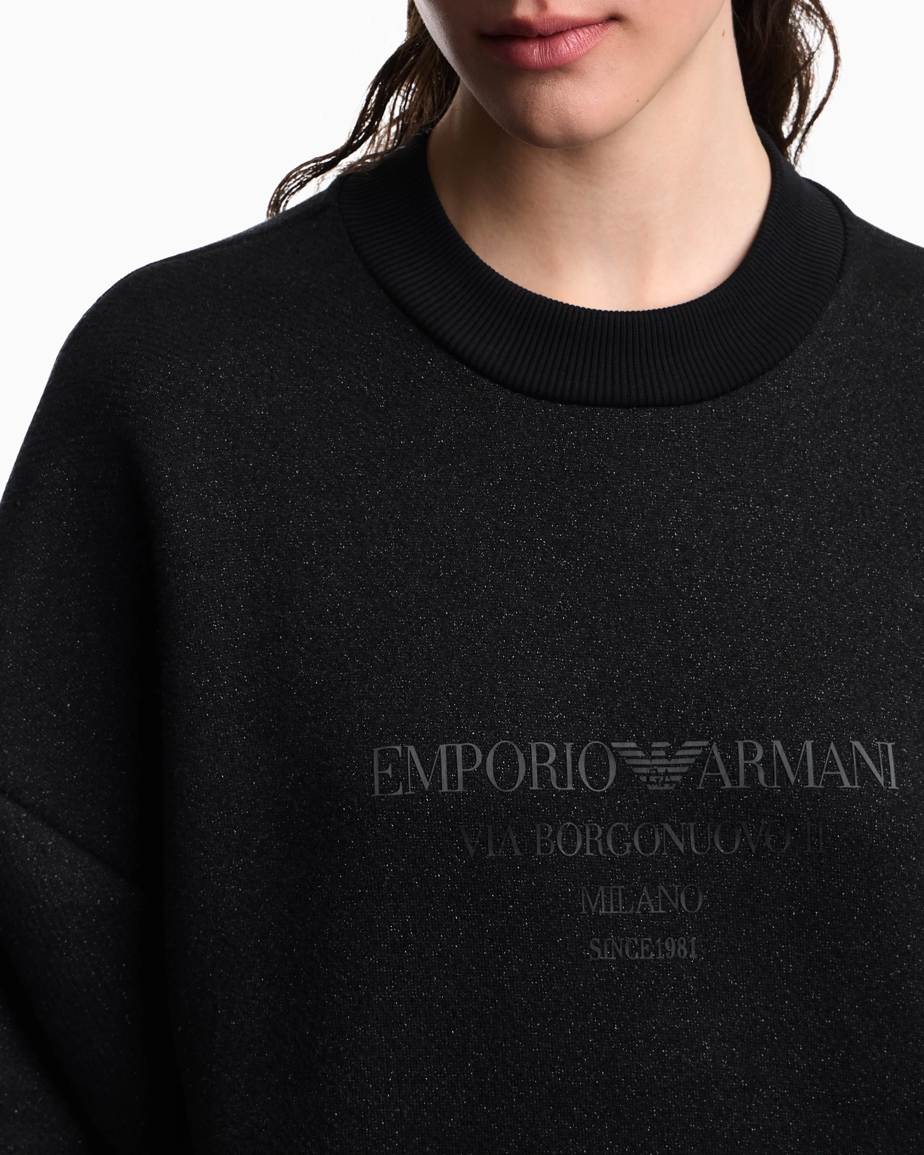 Emporio Armani Lurex jersey sweatshirt with shiny logo