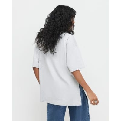 Grey Split Hem Boyfriend Fit T-shirt