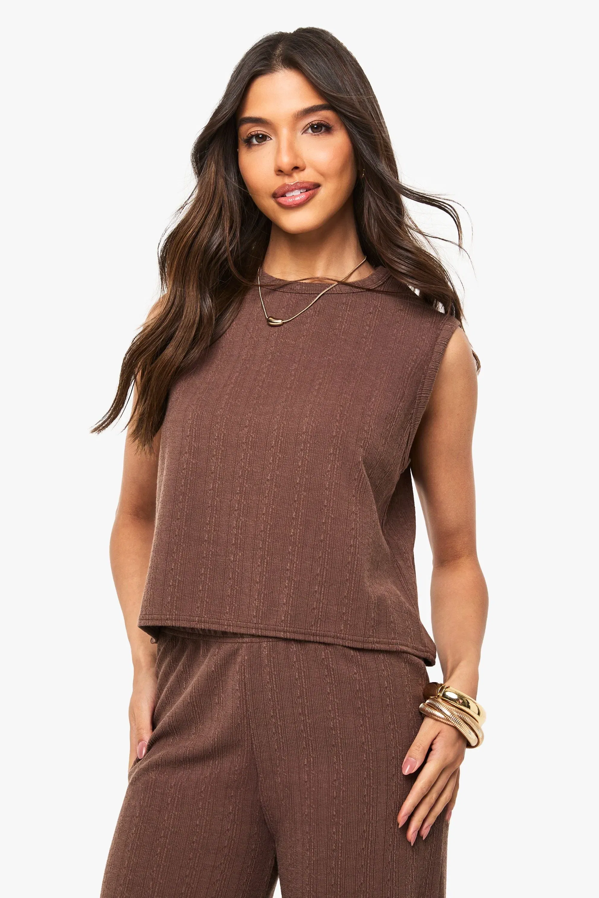 Crinkle Textured Sleeveless Top
