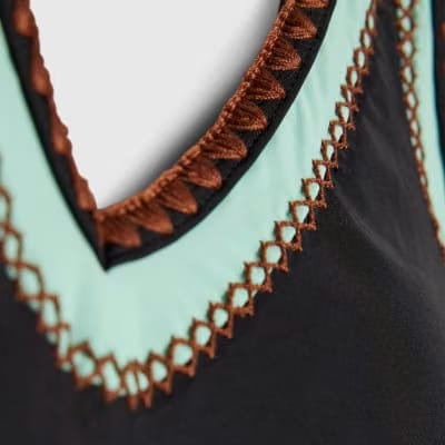 Black Whipstitch Trim Swimsuit