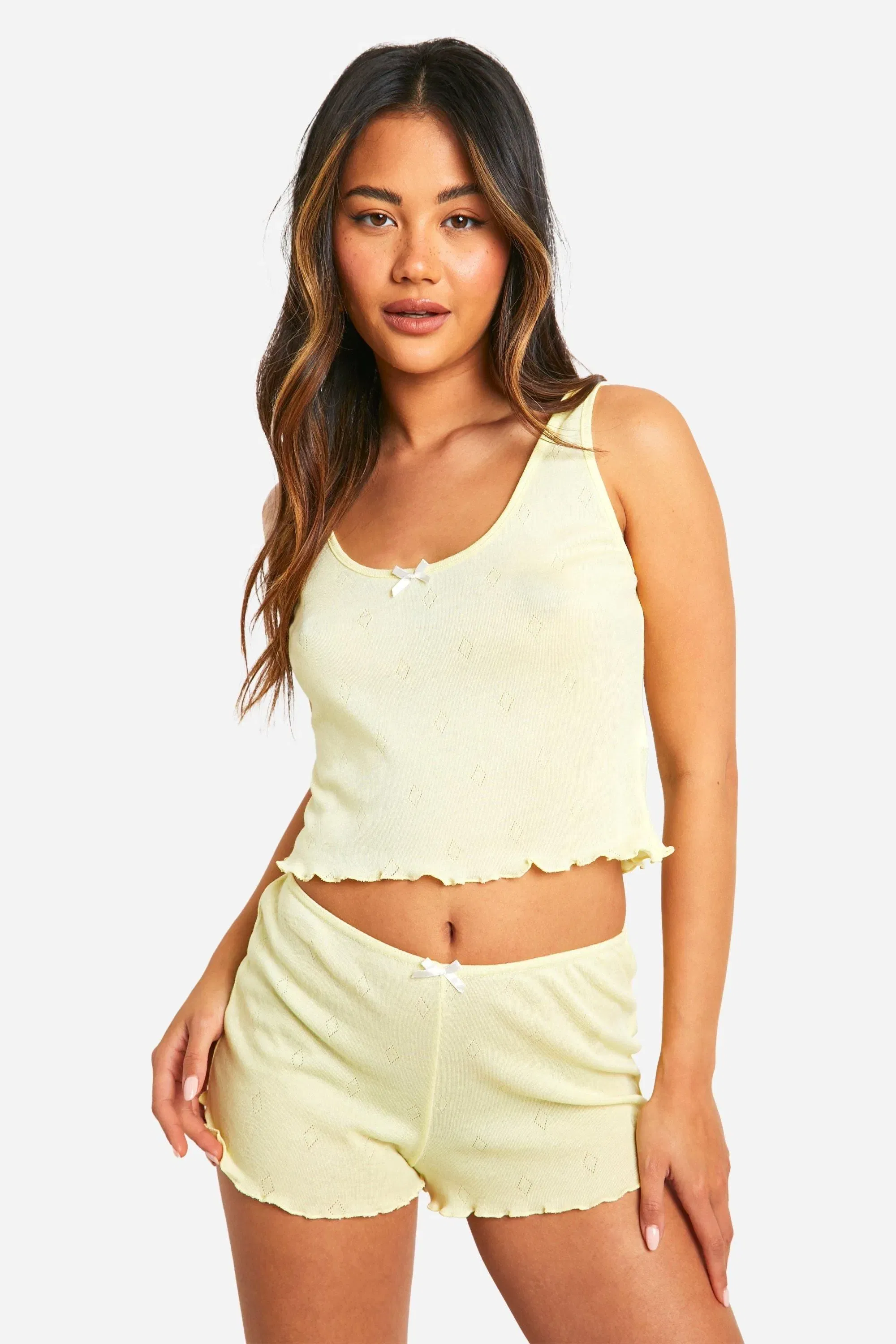 Pointelle Bow Detail Scoop Vest