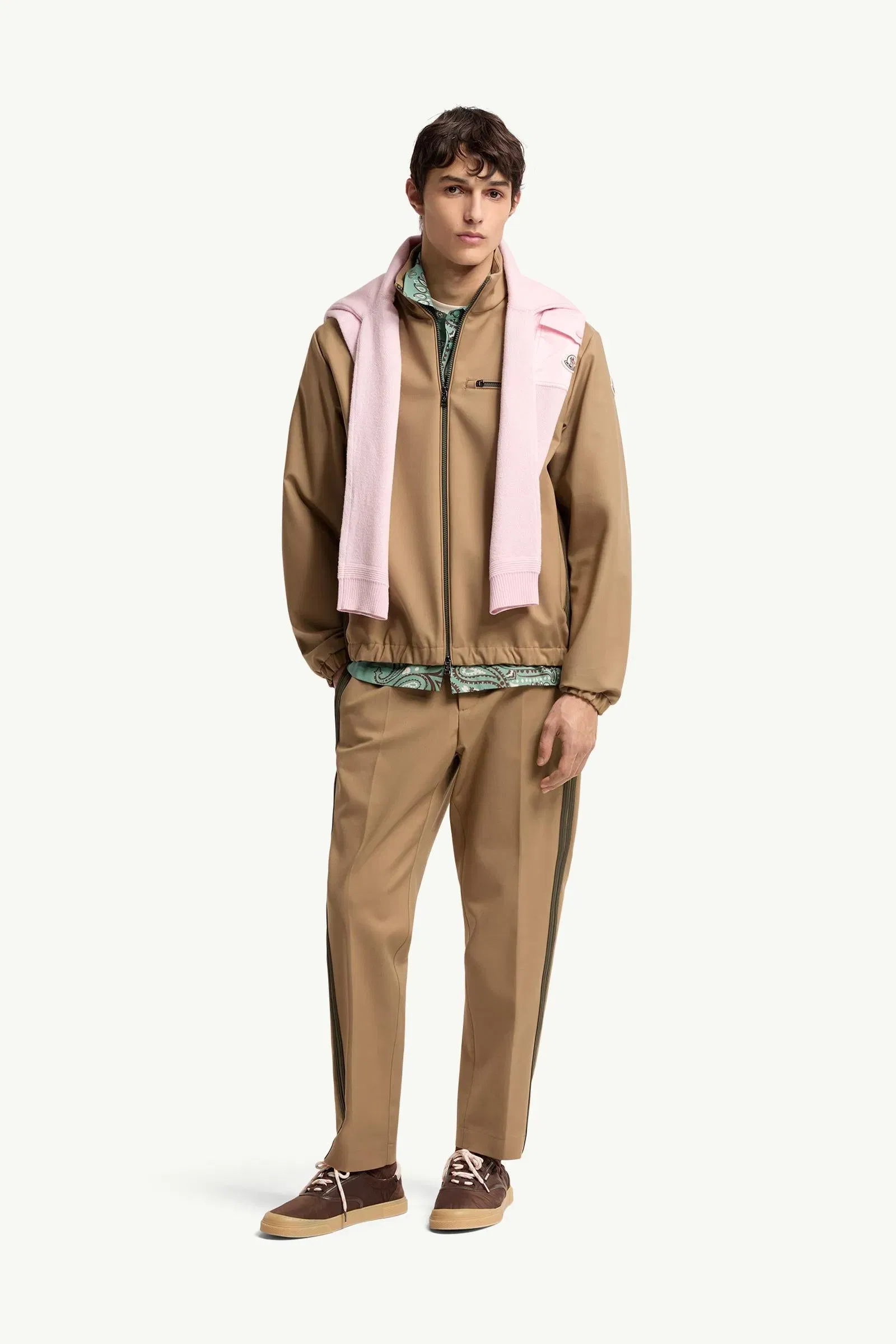 Moncler Tailored Cotton Blend Pants Beige Beige