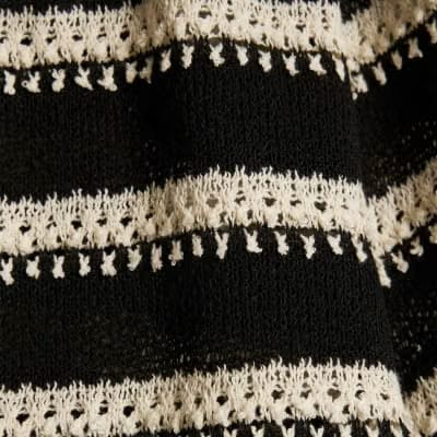 Black Striped Crochet Shorts