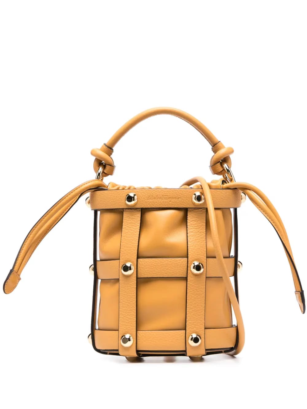 Cage calf-leather bucket bag