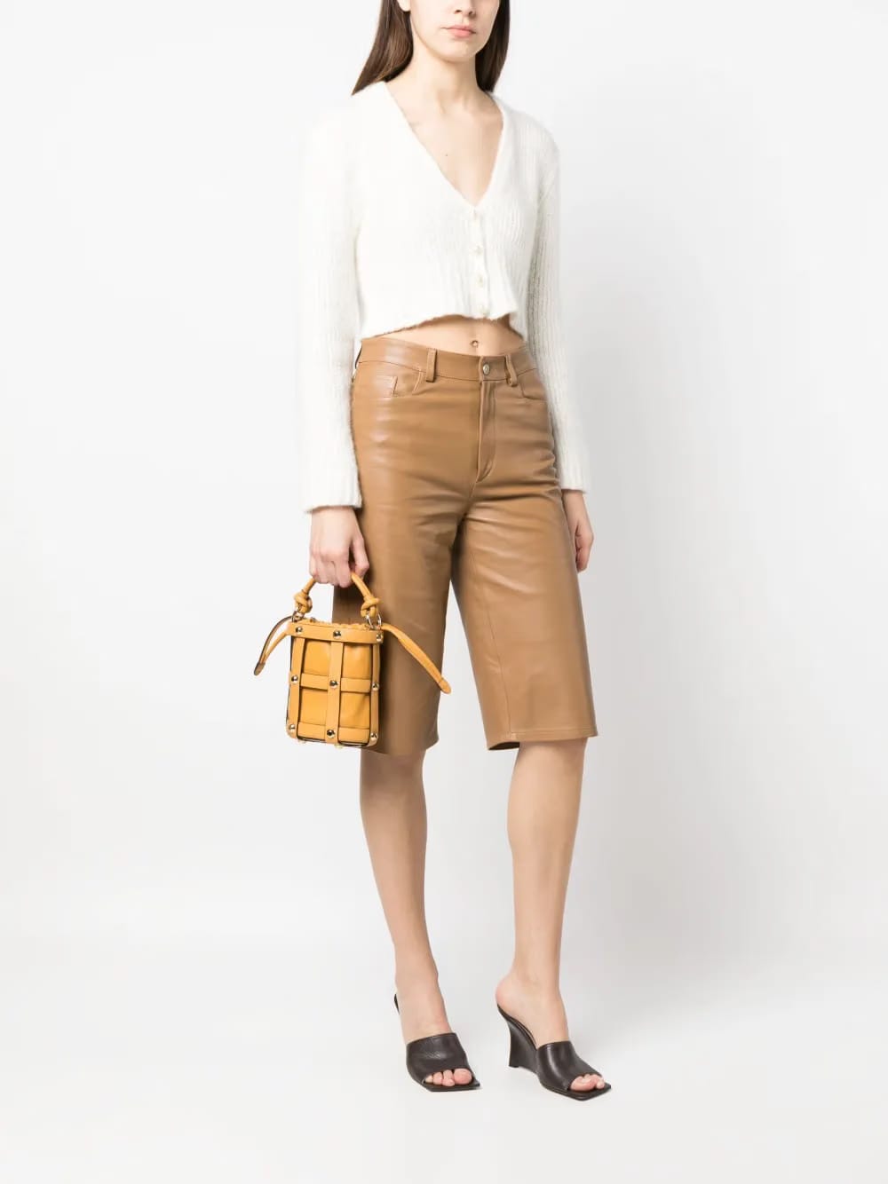 Cage calf-leather bucket bag