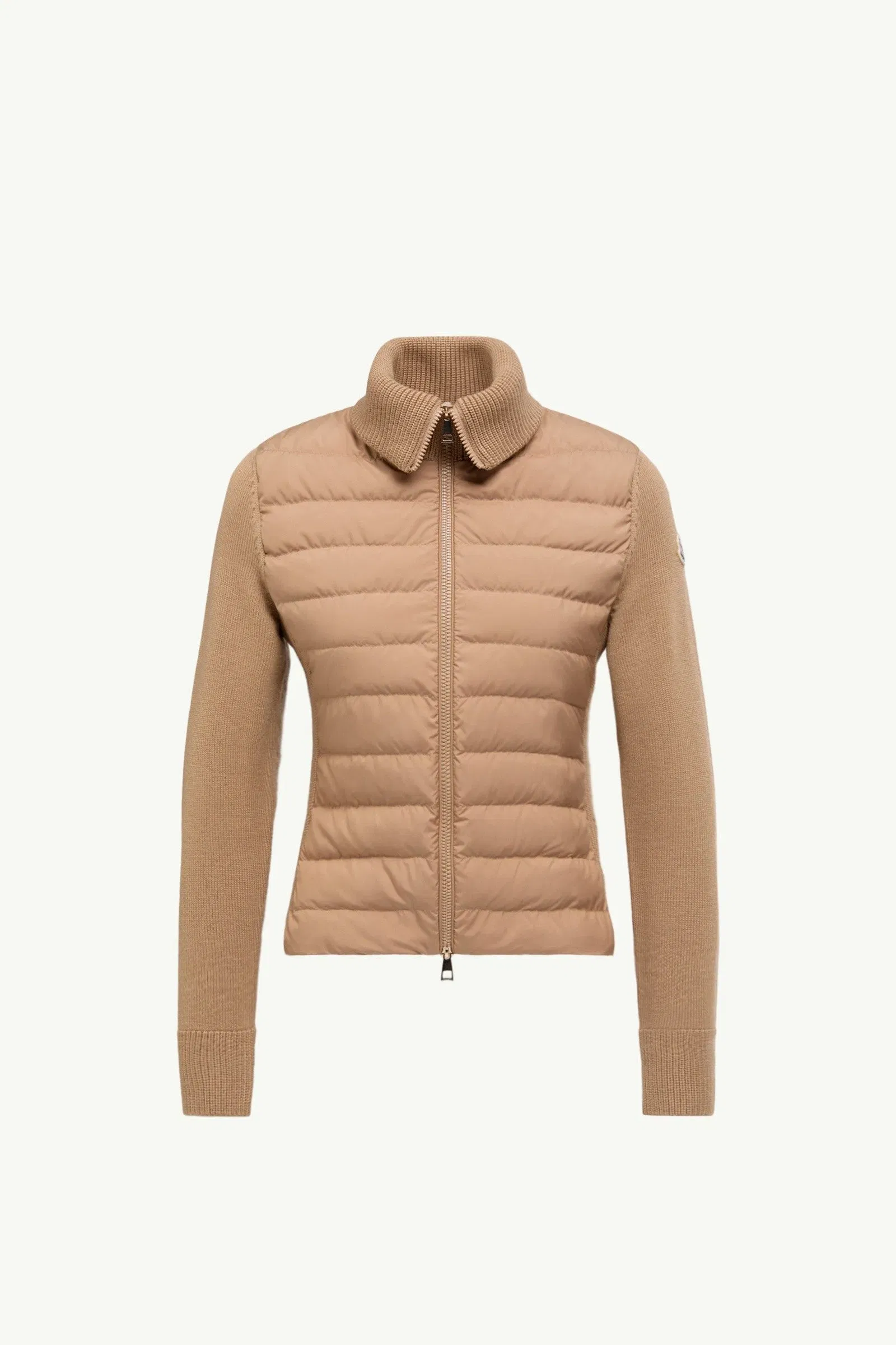 Moncler Padded Zip-Up Wool Cardigan Beige Beige