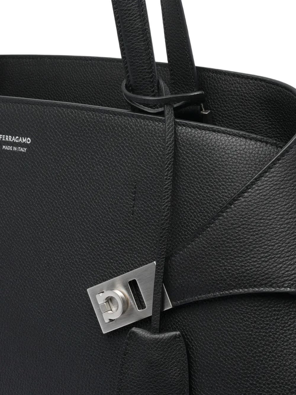 Hug clasp-detail calfskin shoulder bag