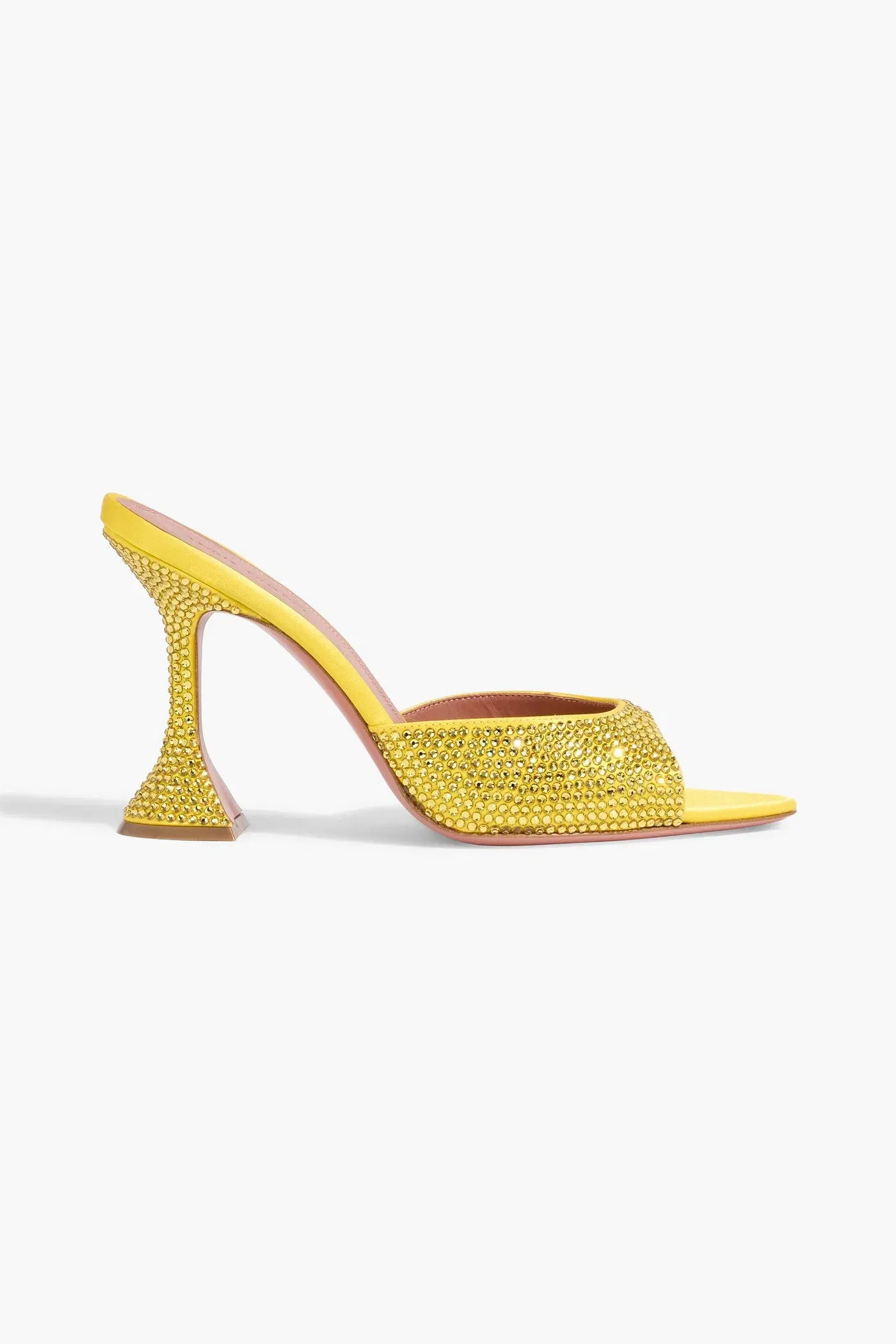 Amina Muaddi Caroline Crystal-Embellished Satin Mules Yellow Women's