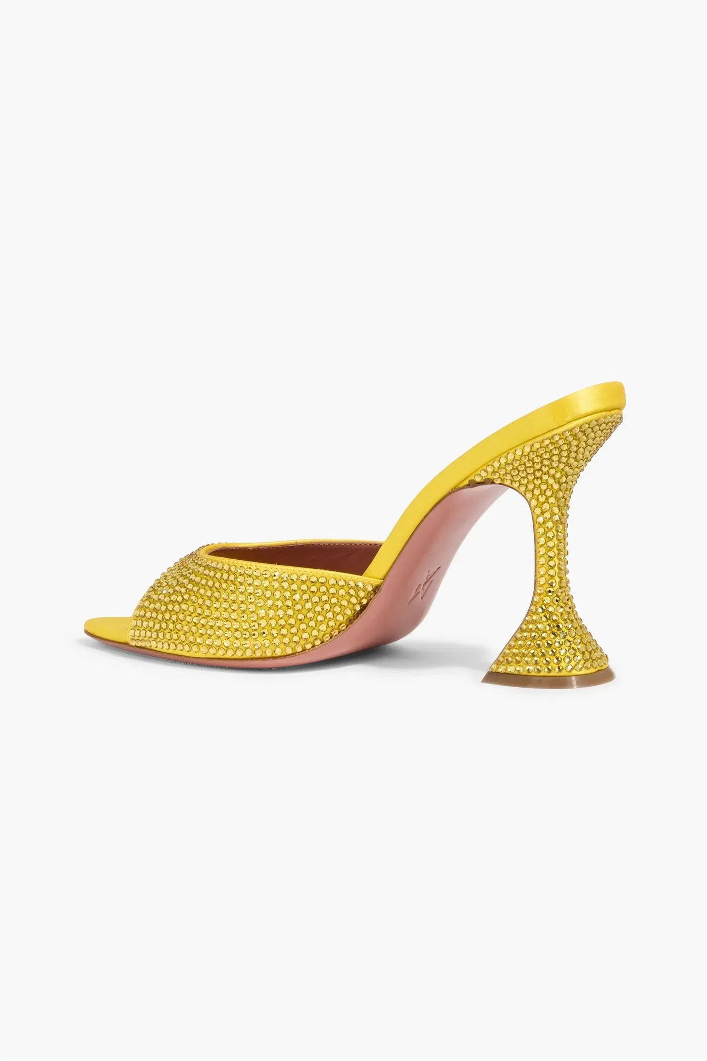Amina Muaddi Caroline Crystal-Embellished Satin Mules Yellow Women's