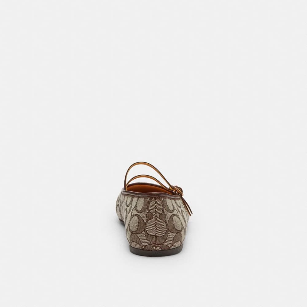 Women's Coach Double Buckle Mary Jane In Signature Jacquard Oak Maple