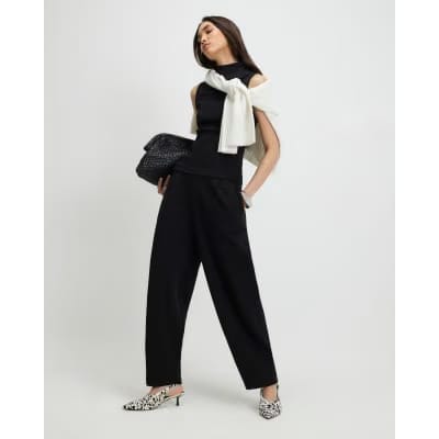Black Barrel Leg Jersey Trousers