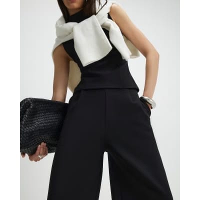 Black Barrel Leg Jersey Trousers