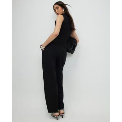 Black Barrel Leg Jersey Trousers