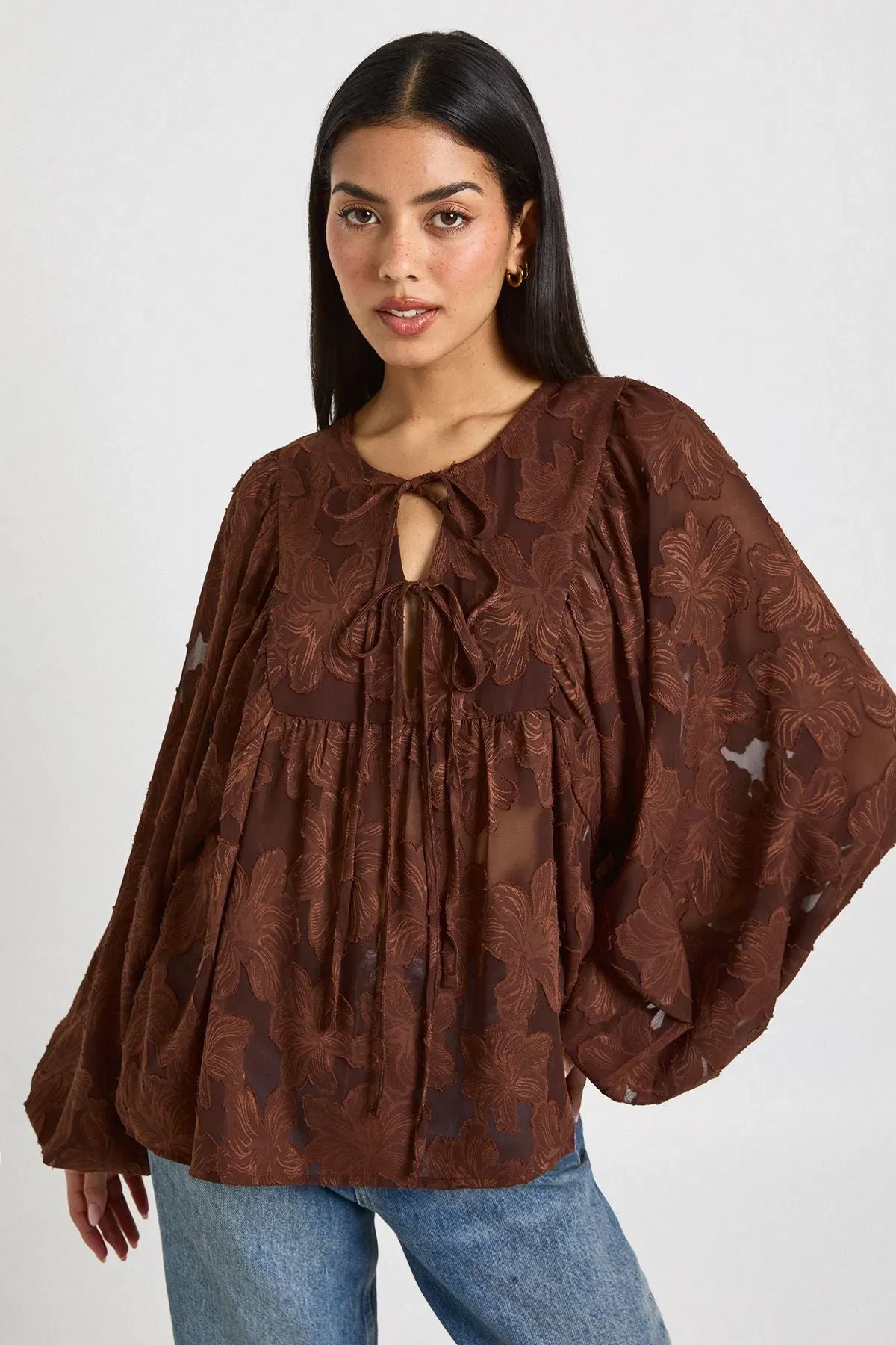 Burnout Floral Boho Blouse