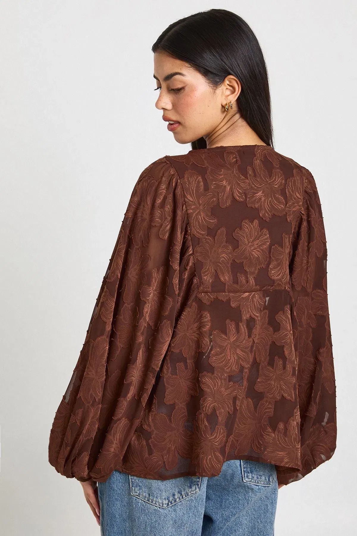 Burnout Floral Boho Blouse