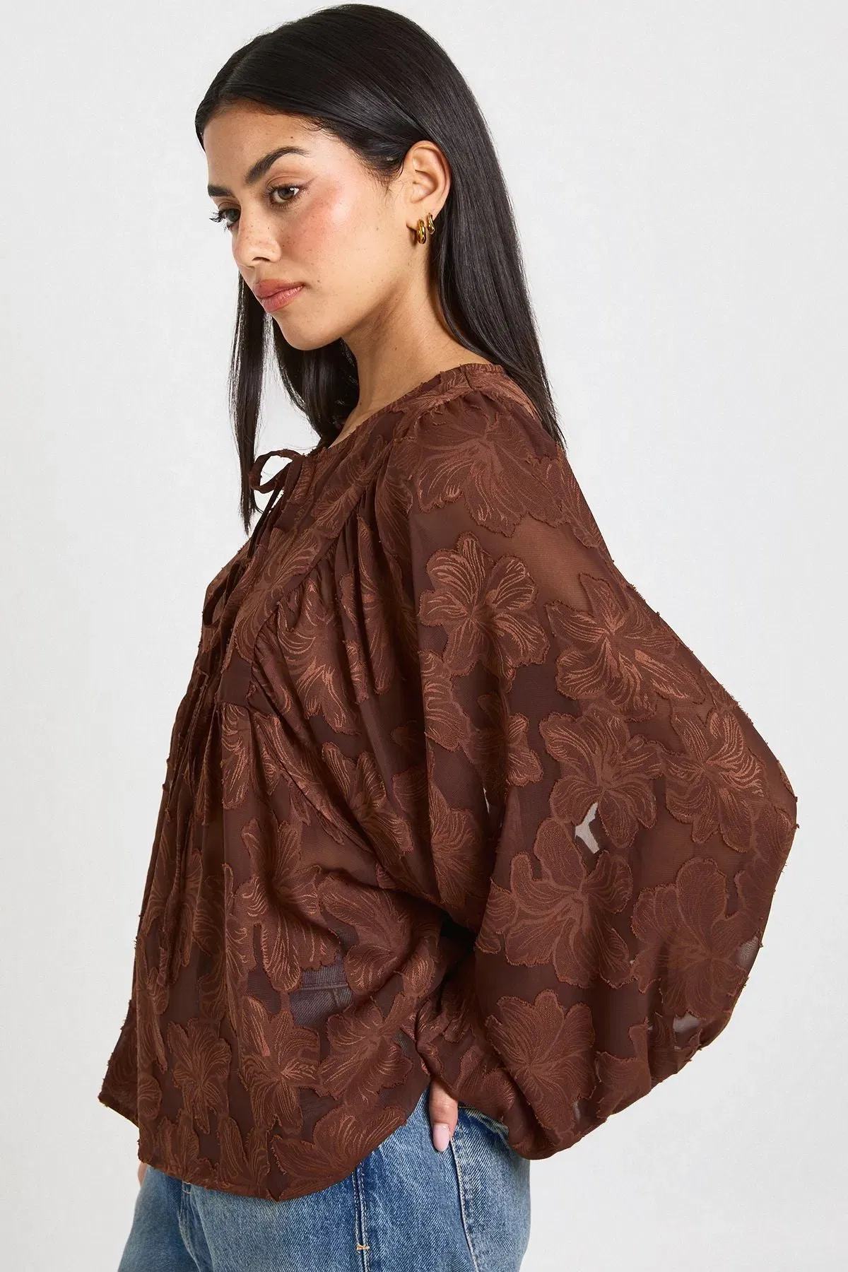 Burnout Floral Boho Blouse