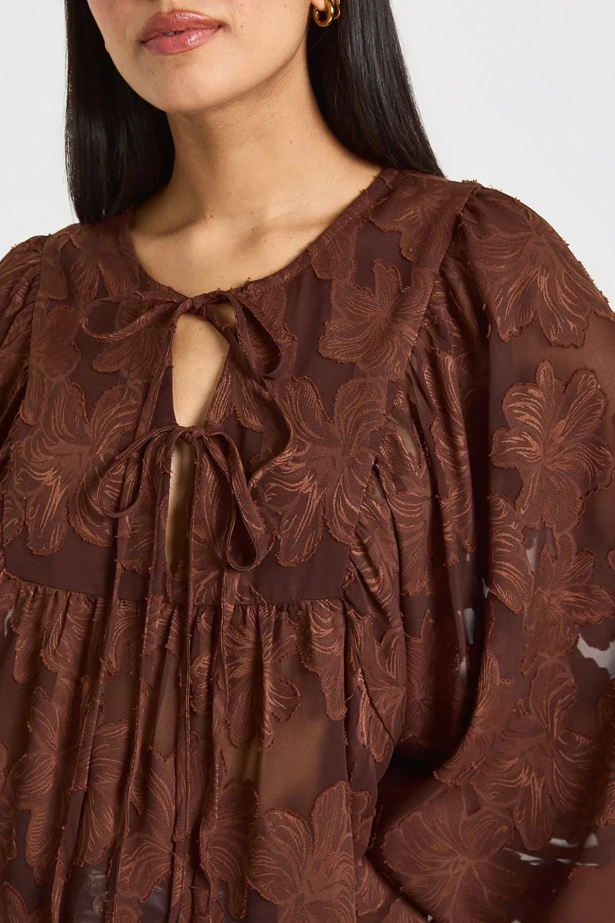 Burnout Floral Boho Blouse