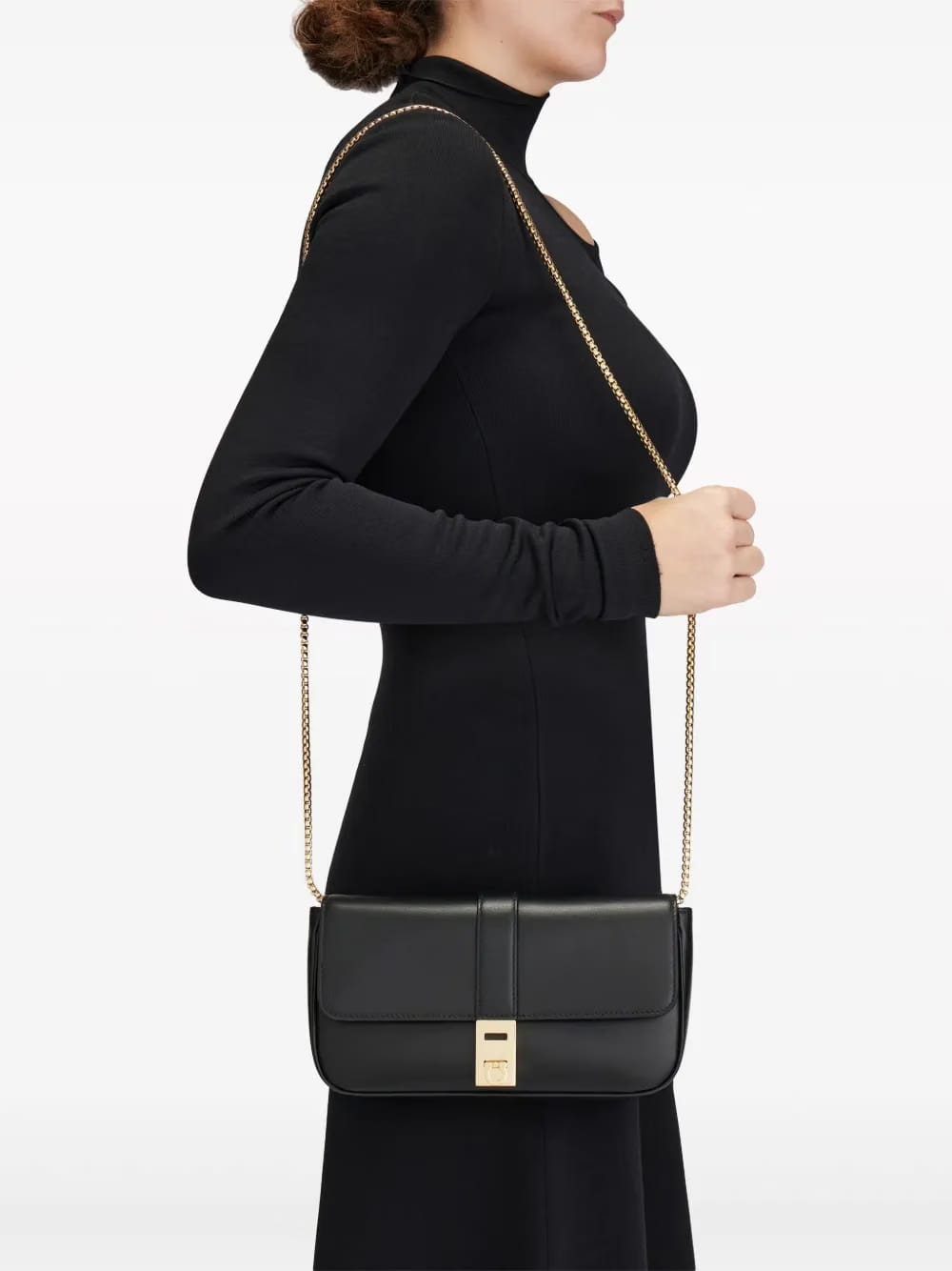 Gancini-plaque leather mini bag