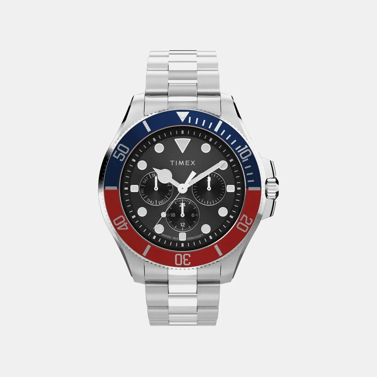 Timex Men Quartz Black Dial Multi-Function Stainless Steel Watch Tw2Y33300Uj
