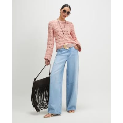 Pink Stitch Boat Neck Jumper