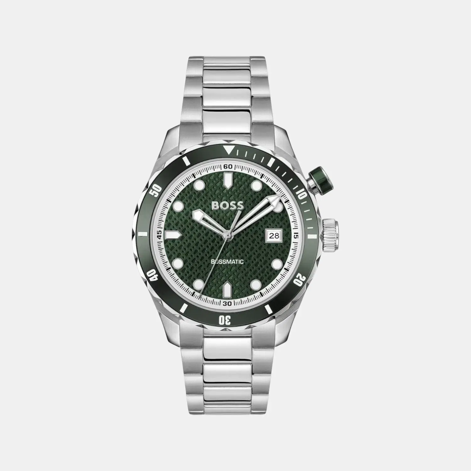 Boss Bossmatic Men Automatic Green Dial Analog Stainless Steel Watch 1514178
