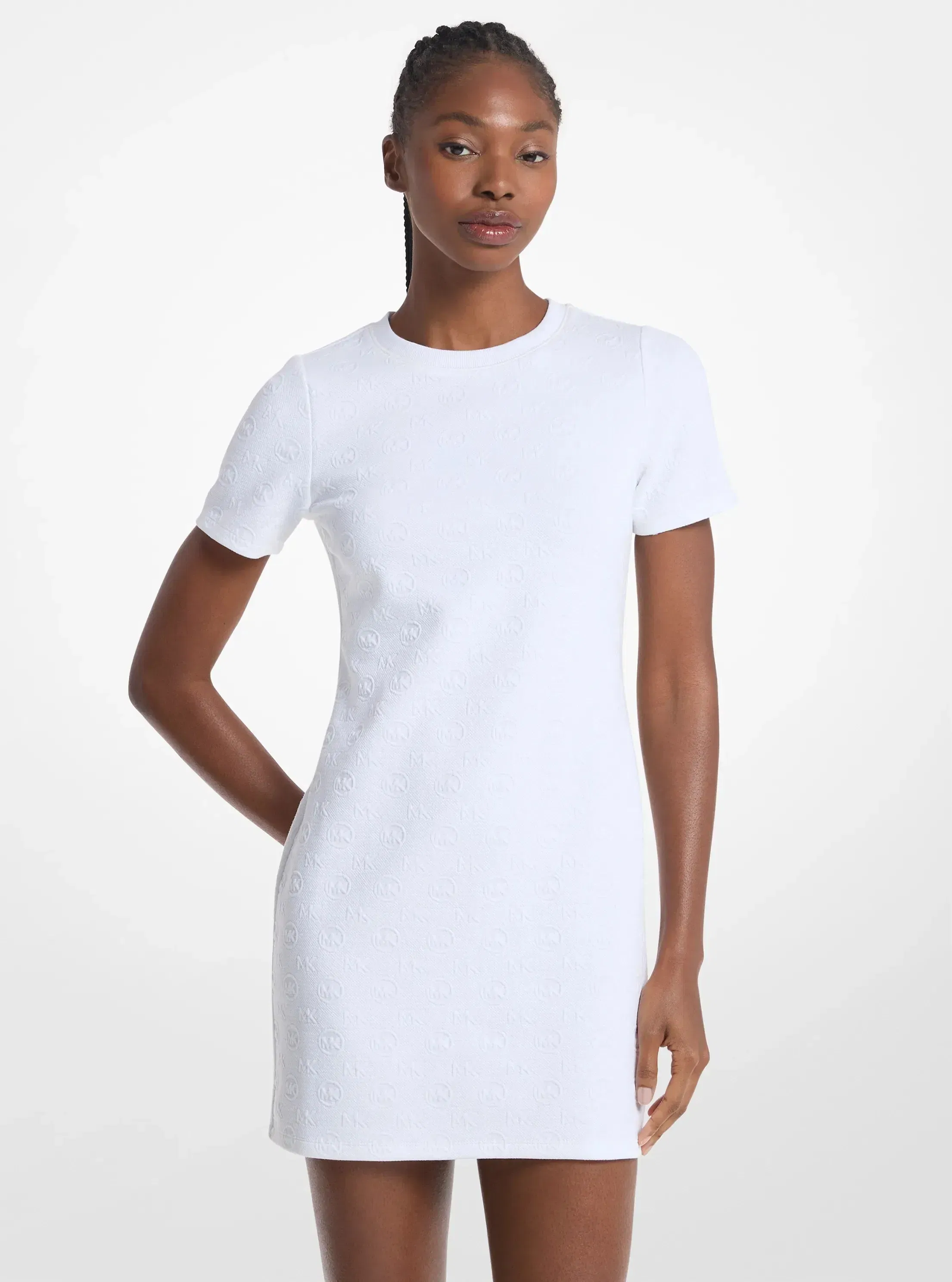Michael Kors Logo Jacquard Dress WHITE