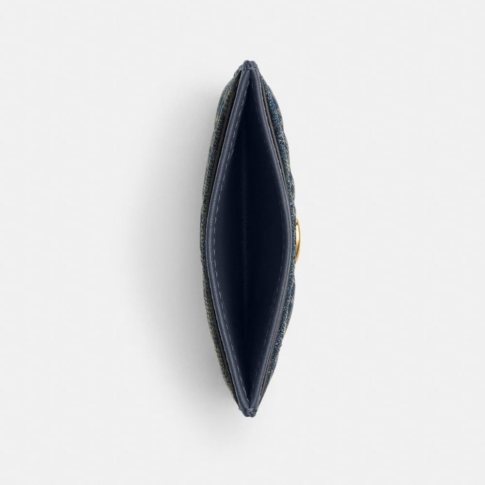 Essential Card Case In Regenerative Cotton Denim With Quilting
